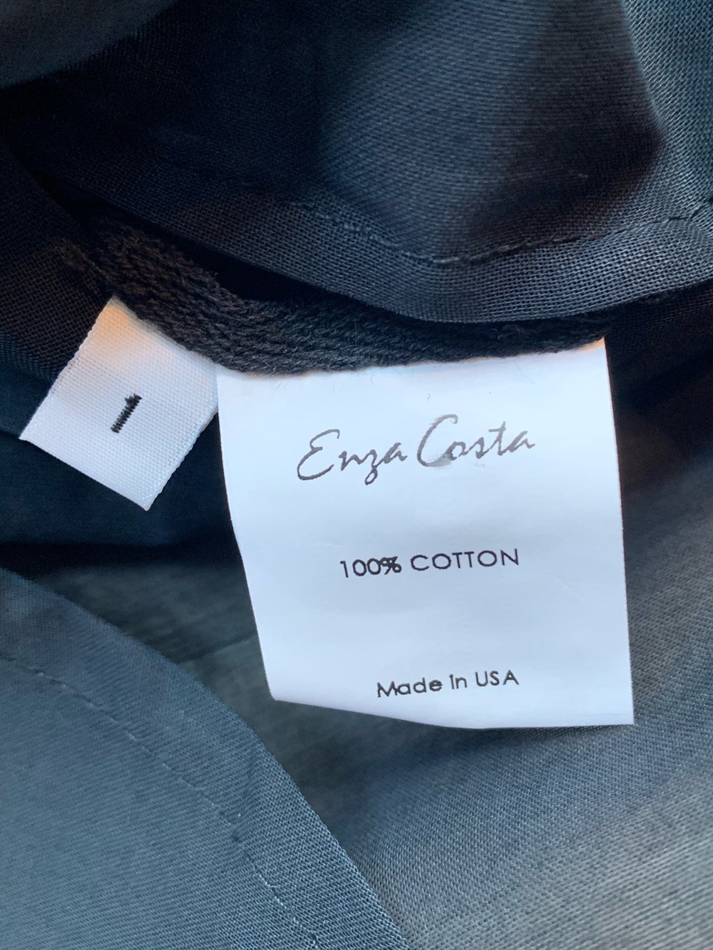Enza Costa 100% Cotton Black Organza Fitted Button Up Shirt NWOT Size Small - Picture 6 of 6